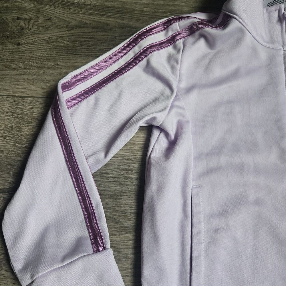 Lavender Adidas 2‑Piece Tracksuit Set 4T Jacket Pants Purple Stripes Athleisure - Picture 11 of 16